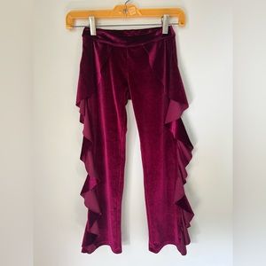 Mia Joy by Joyfolie Girls Velvet Ruffle Pants- Burgundy size 6